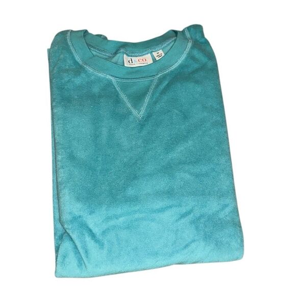 Denim & Co Womens 3X Long Sleeve Knit Terry Tunic Top Turquoise Crewneck NWT - Picture 1 of 4